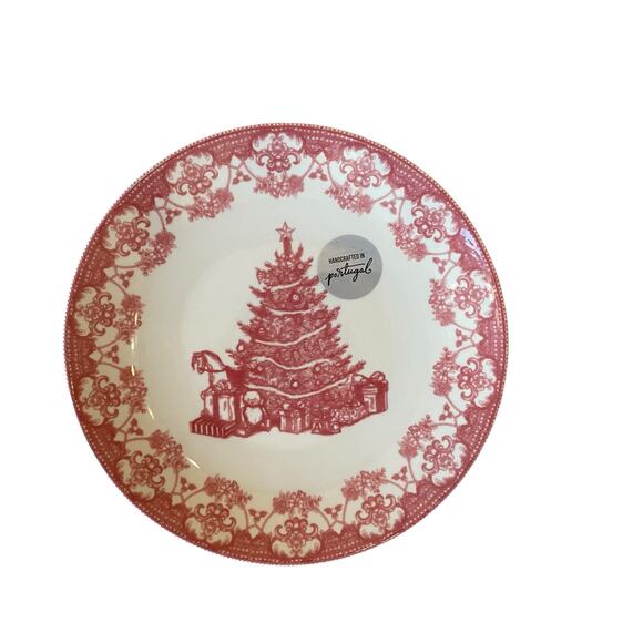 MATCERAMICA Portugal Red Christmas Tree Ceramic Dinner Plates 10.5in Set of 4 - Picture 10 of 10